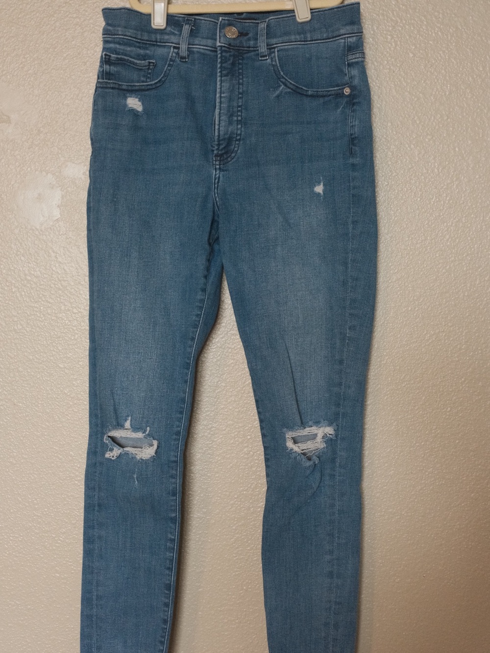 Express High-Rise Distressed Skinny Jeans - Blue